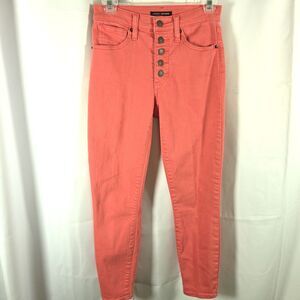 Lucky Brand Womens 2/26 Pink High Rise Crop Bridgette Jeans Ankle Button Fly